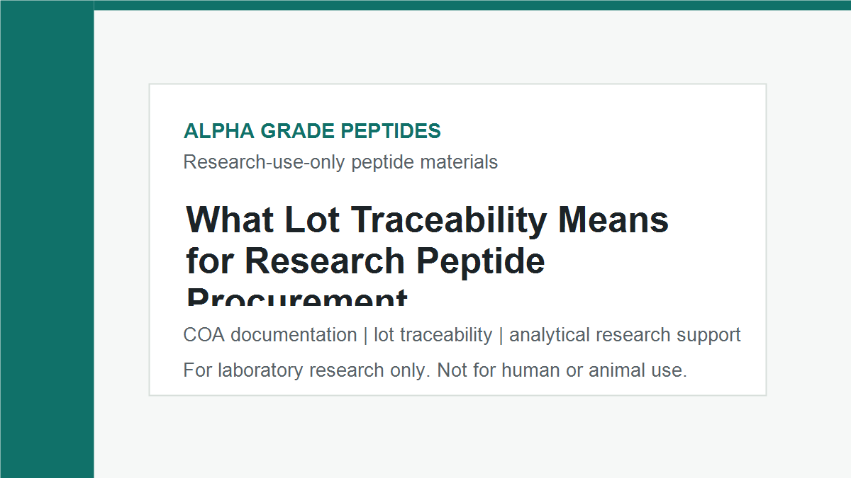 What Lot Traceability Means for Research Peptide Procurement